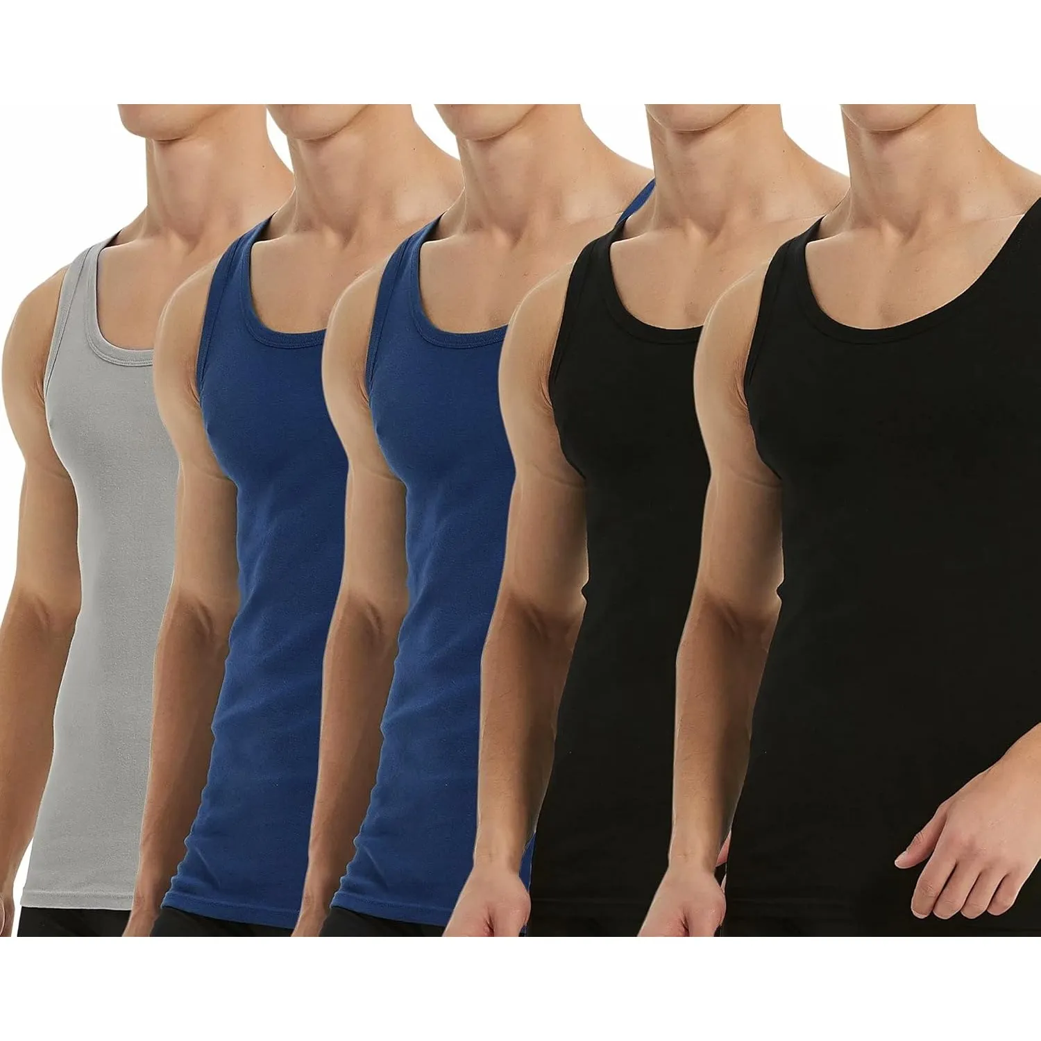 Falechay Unterhemd Herren Tank Top 3/5er Pack Baumwolle Sportunterhemden | ärmellos,Unterhemden Herren,Tanktop Männer,A…