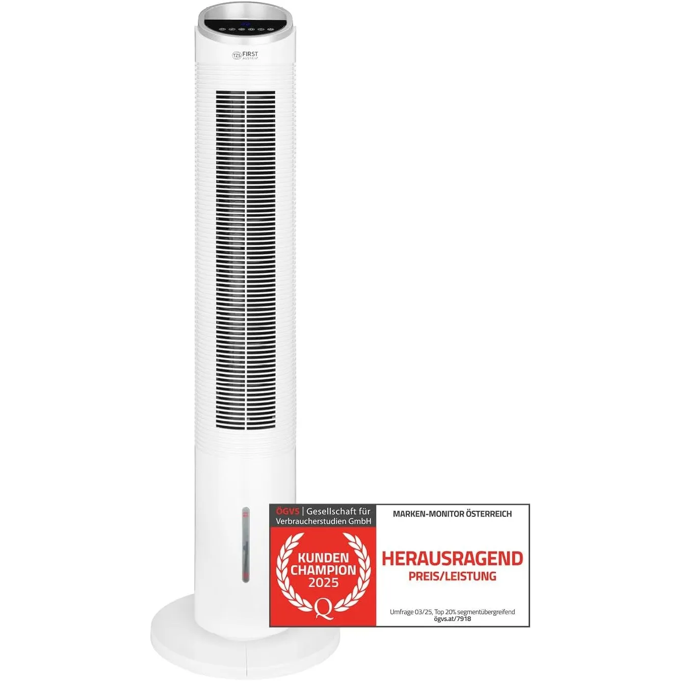 TZS Turmventilator mit Wasserkühlung & Fernbedienung | 102 cm großer & sehr leiser Luftkühler | 80° Oszillation inkl. T…