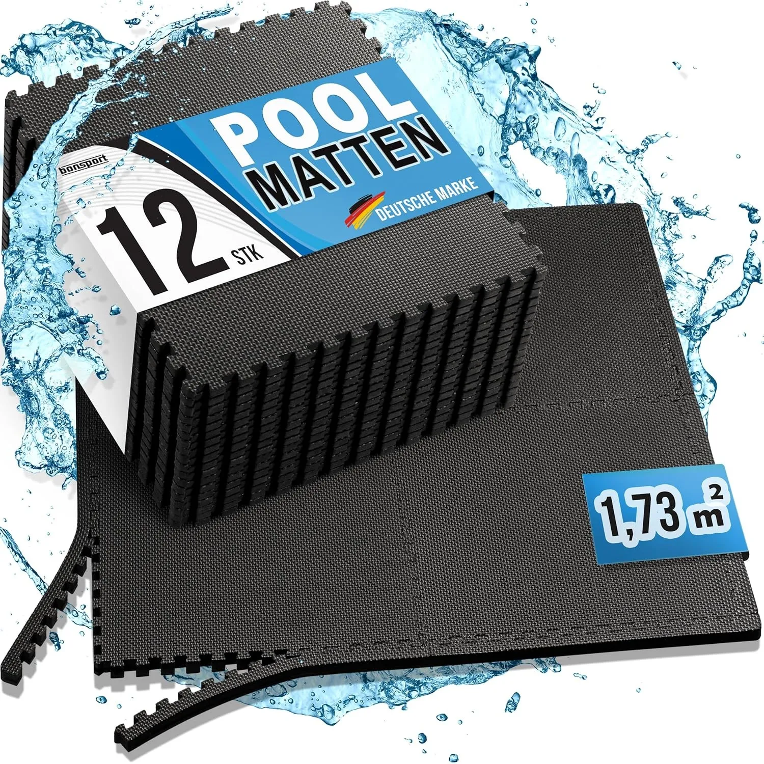 bonsport Pool Unterlegmatte Poolmatte 12 Stück - Bodenschutz Matte für den Pool/Planschbecken - Bodenfolie Bodenmatte P…
