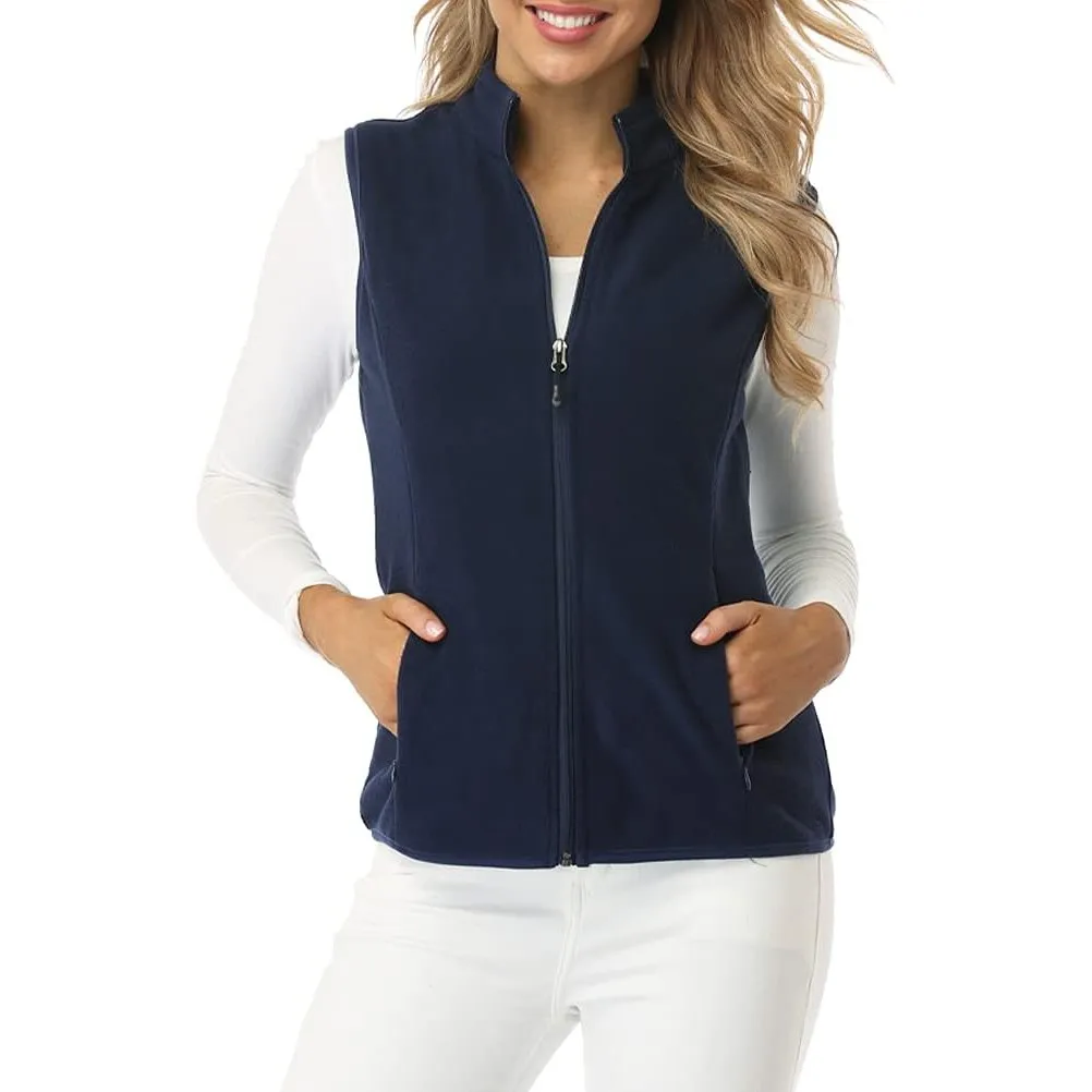 fuinloth Damen Fleece Weste, Stehkragen, Taschen