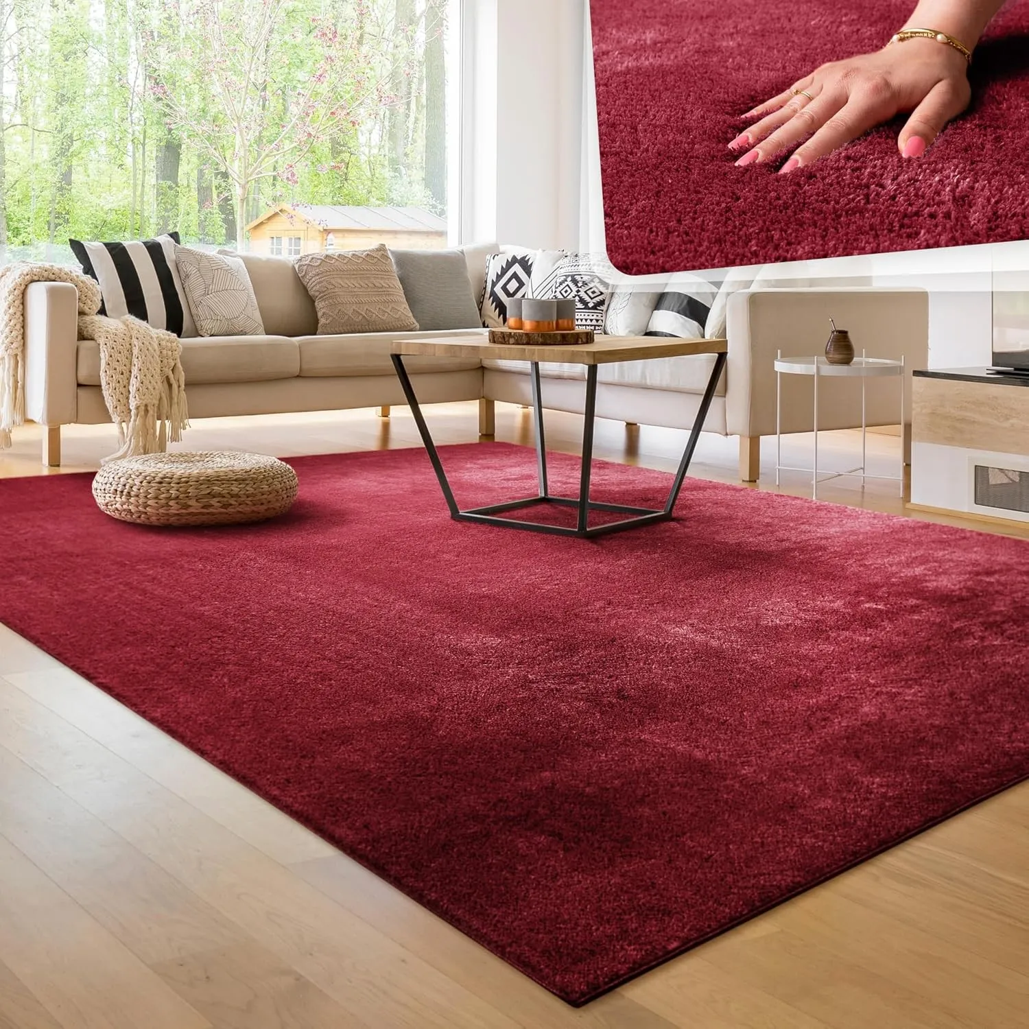 Paco Home Moderner Kuscheliger Wohnzimmer Teppich Kurzflor waschbar flauschig Weich Einfarbig Felloptik zeitlos stilvol…