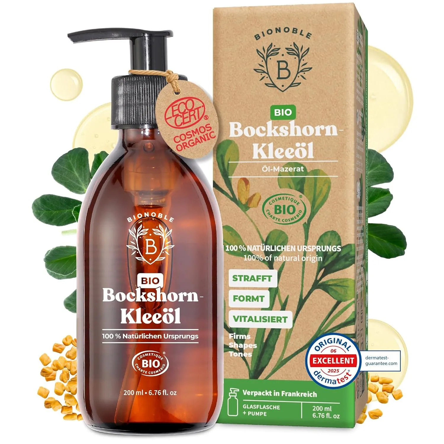 BIONOBLE Bockshornklee Öl Bio - Strafft Brust, Po, Haarausfall - 200ml