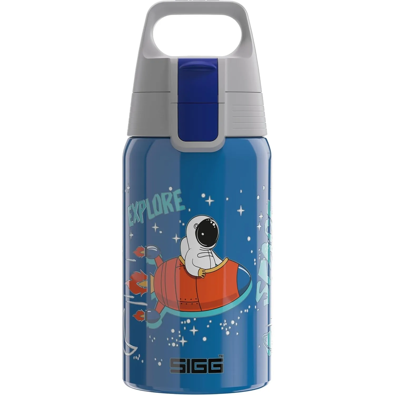 SIGG Shield One Space Kinder Trinkflasche (0.5 L), Edelstahl Kinderflasche mit auslaufsicherem Deckel, einhändig bedien…
