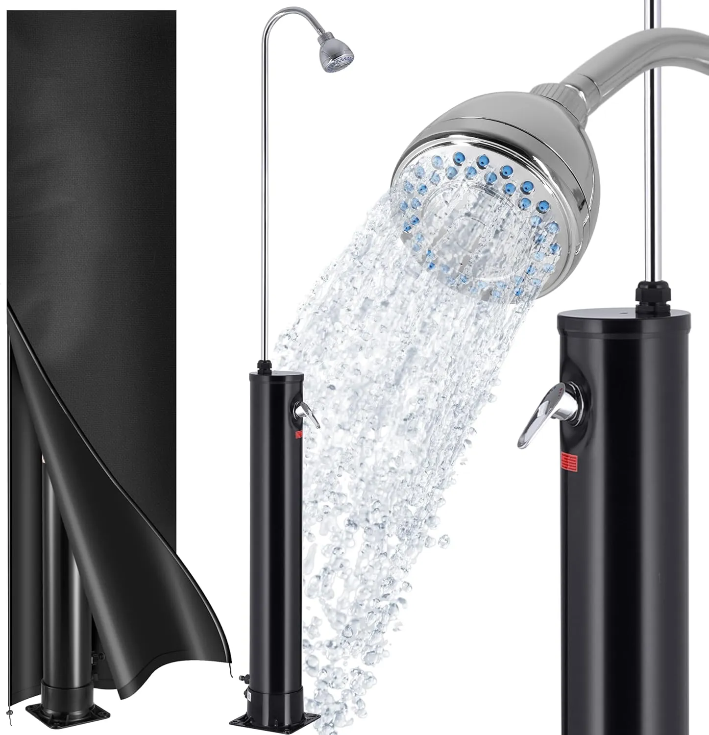 Monzana Solar Shower 18 Litres 215 cm Garden Shower Camping Shower Pool Shower Black Aluminium Pool Shower Solar Garden…