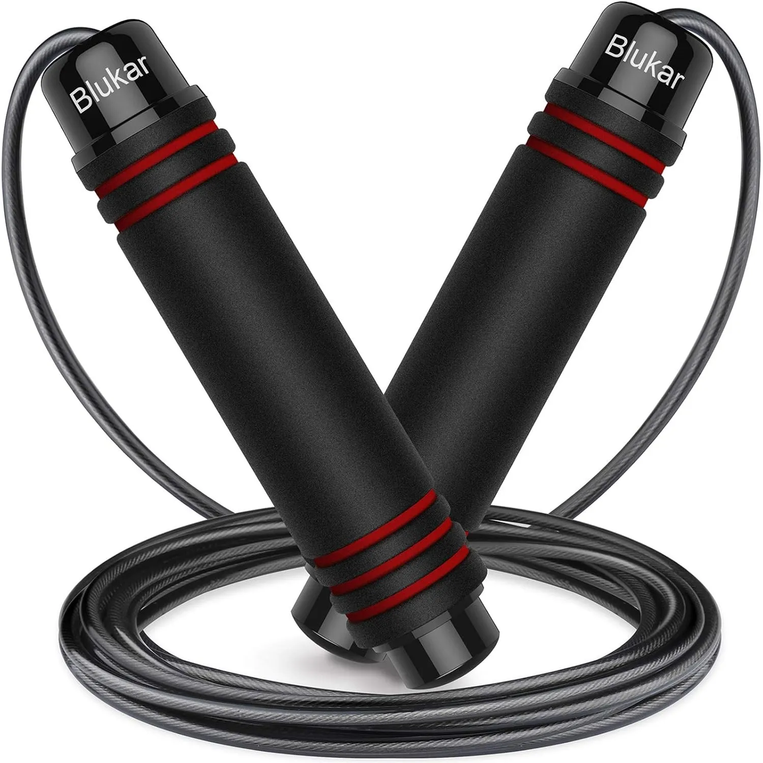 Blukar Springseil, Speed Rope Verstellbar mit Hautfreundlich Schaum Griffe