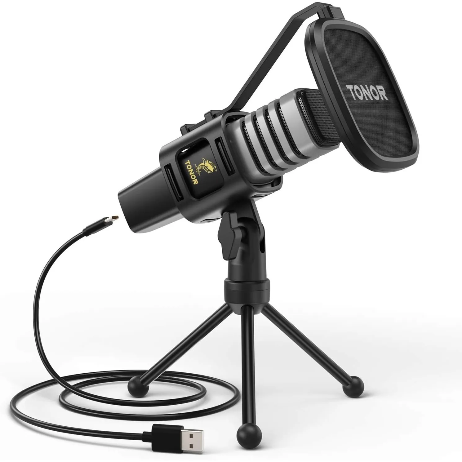 TONOR USB Kondensator Mikrofon, Nierencharakteristik Computer Mikrofon, Popfilter, für Konferenz, Streaming, Podcasting…