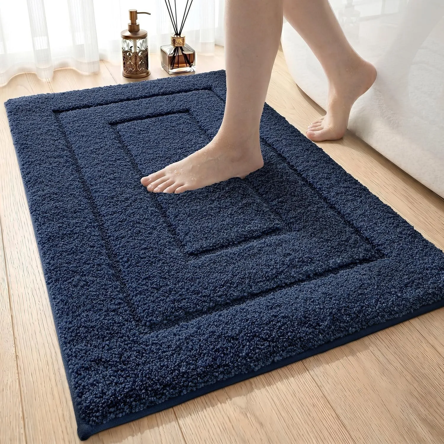 DEXI Badematte rutschfeste, weicher Mikrofaser, Marineblau, 40 x 60 cm