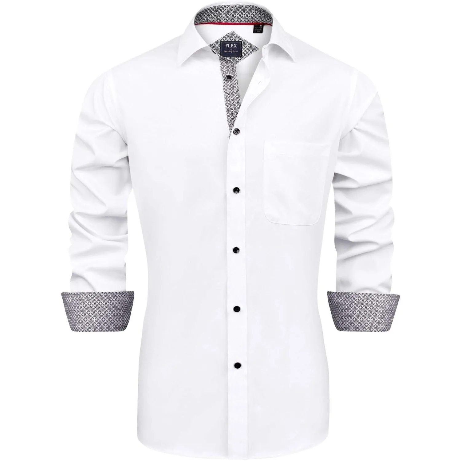 J.VER Herren Hemd Regular Fit Langarm Herrenhemden Freizeithemd Regular Businesshemd elastiscer Musterhemd
