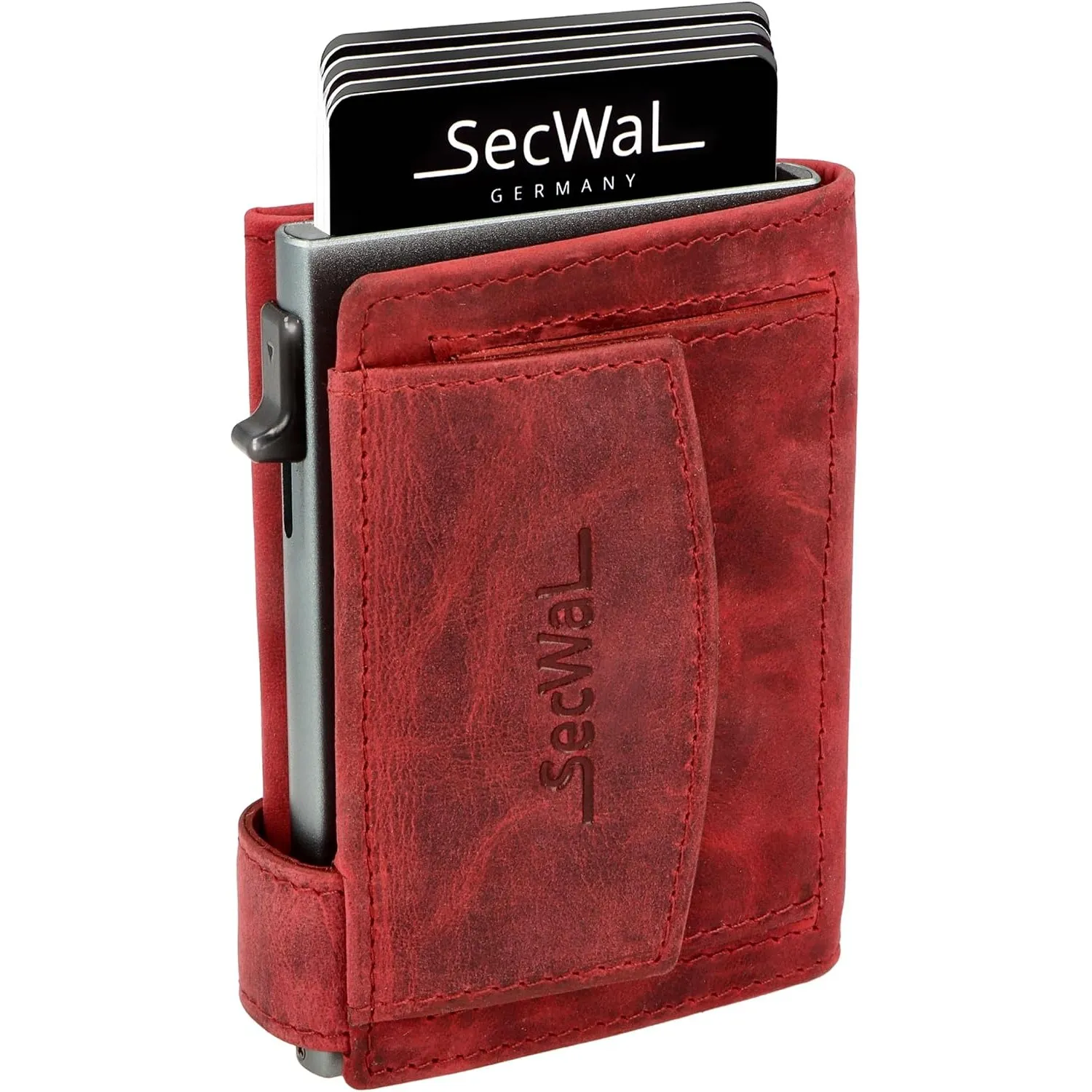SecWal Kartenetui mit Münzfach Druckknopf inkl. Geschenkbox - Made in Germany - Echtleder Mini Geldbörse inkl. E-Book f…
