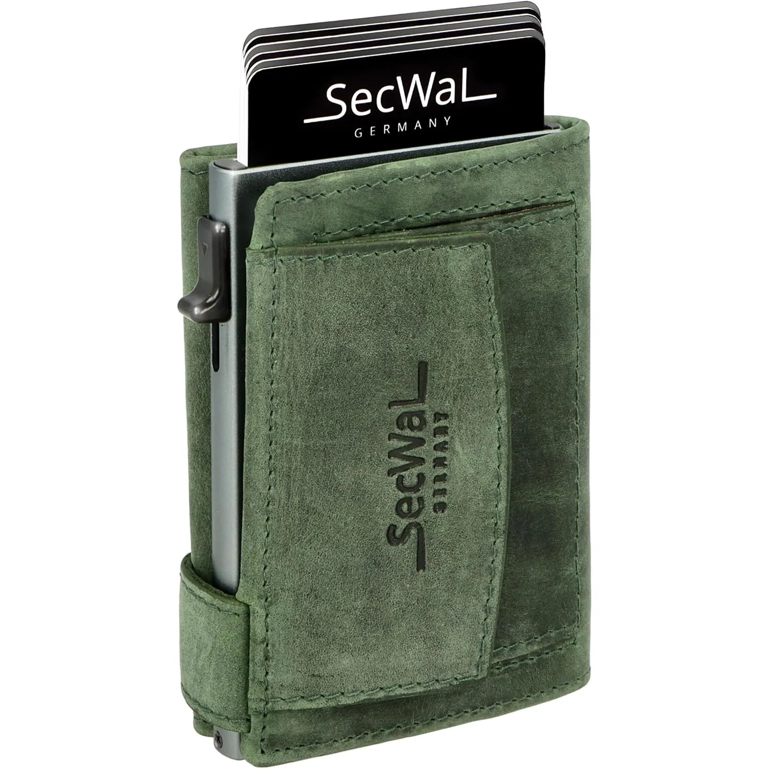 SecWal Kartenetui mit Münzfach Druckknopf inkl. Geschenkbox - Made in Germany - Echtleder Mini Geldbörse inkl. E-Book f…