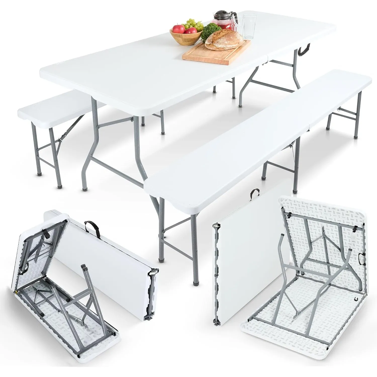 Arebos Bierzeltgarnitur 3-teilig Set Tisch + 2 x Bank | Biertisch Set