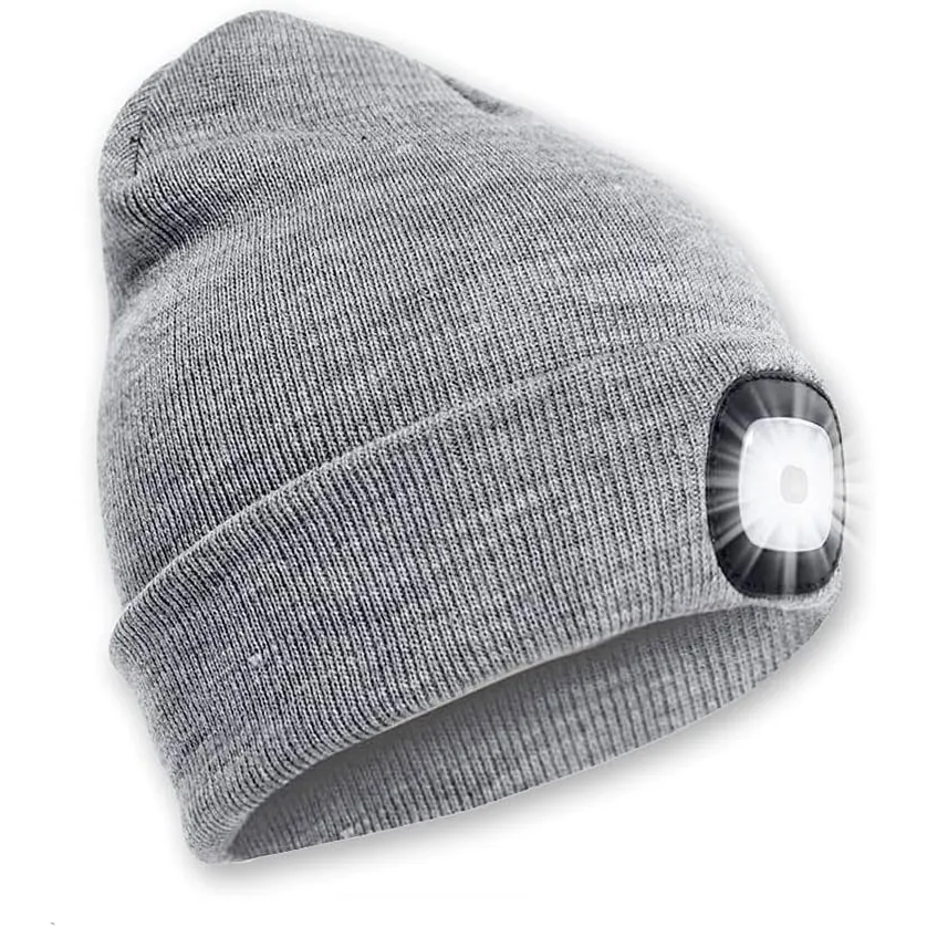 SPGOOD LED Mütze mit wiederaufladbarem Licht, Geschenk für Wintersport
