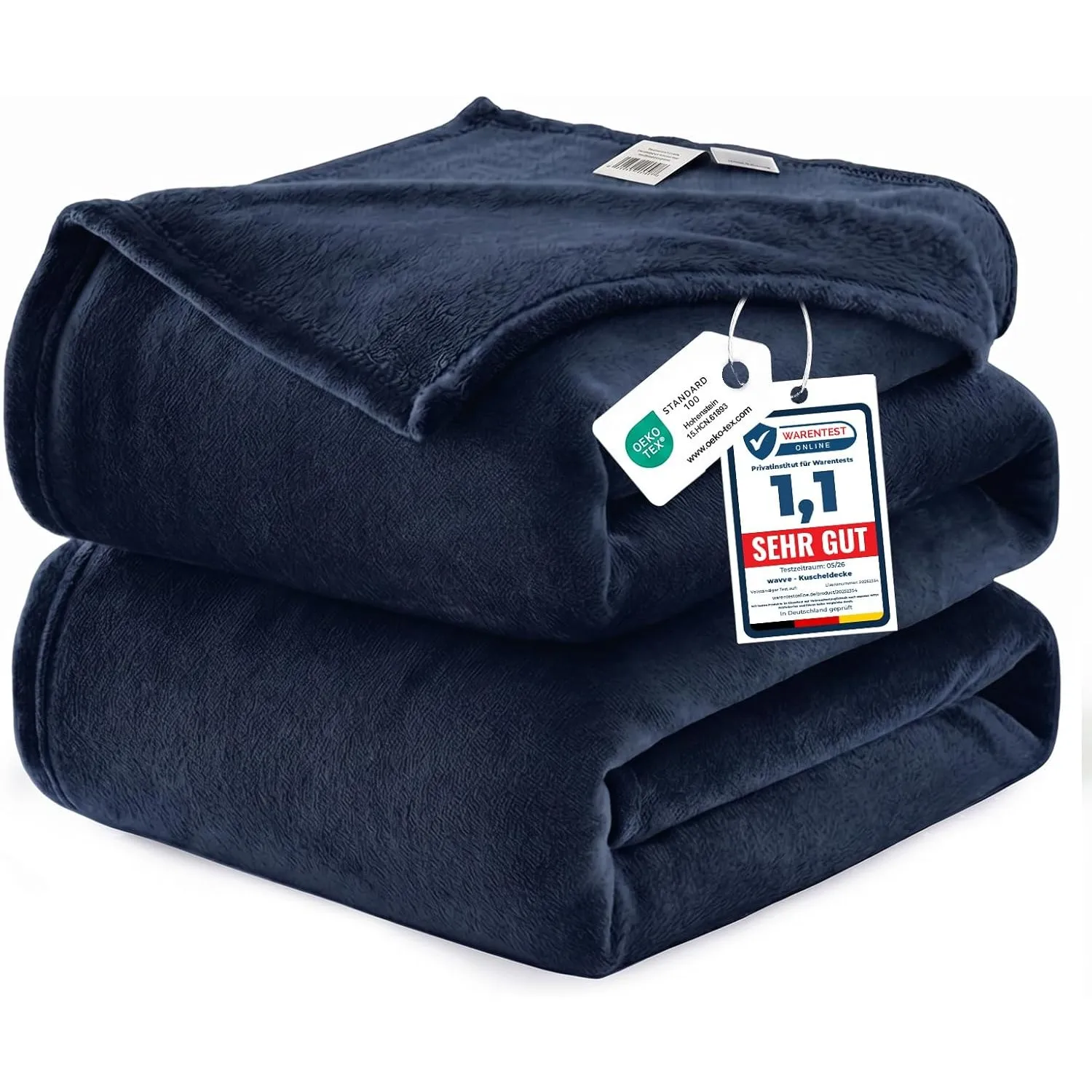 WAVVE Kuscheldecke Flauschig Decke Tagesdecke für Bett, 220x240 Marine Blau