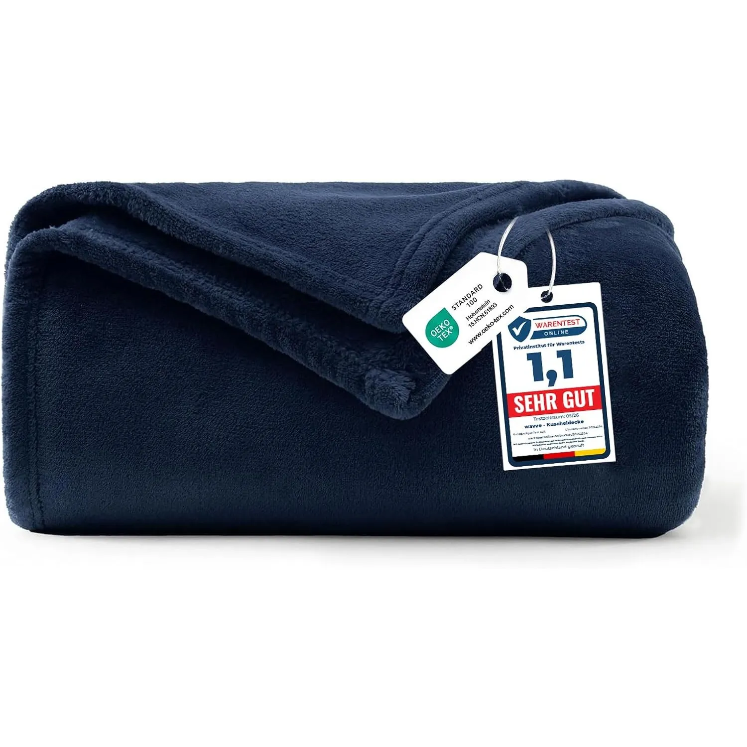 WAVVE Kuscheldecke Flauschig Decke Tagesdecke 150x200-Sofadecke Marine Blau
