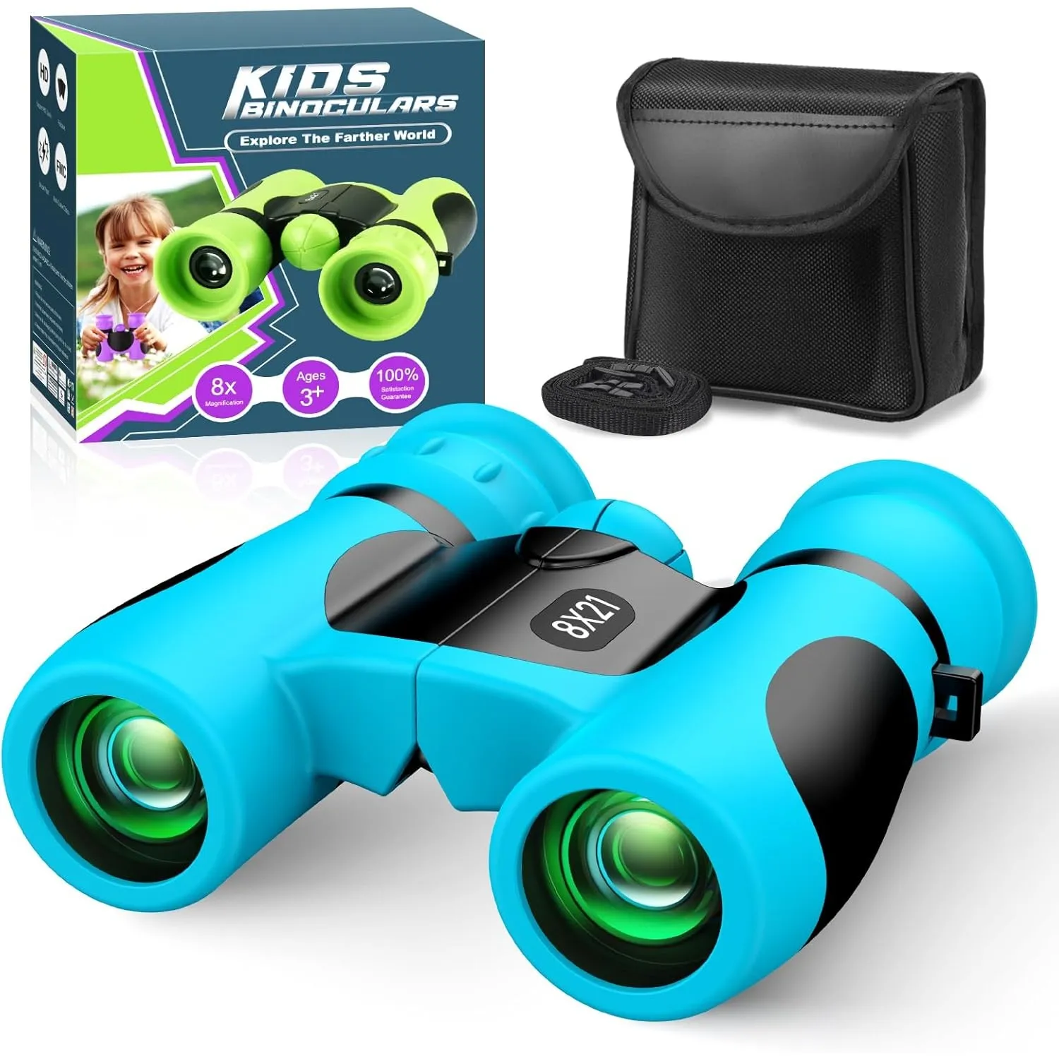 Fernglas Kinder 8X21 mit Vogelbeobachtungs-Buch, Mini Fernglas Kinder Spielzeug ab 3-12 Jahre, Outdoor Spielzeug Fernro…