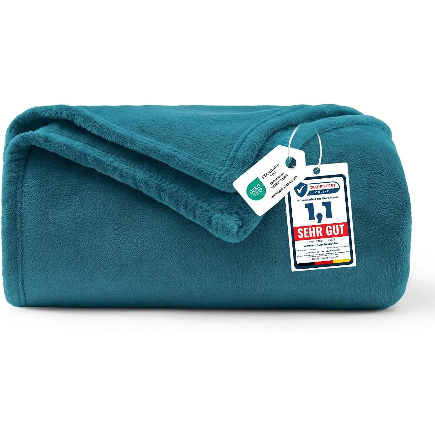 WAVVE Kuscheldecke Flauschig Decke Tagesdecke 130x150 - Sofadecke Türkis