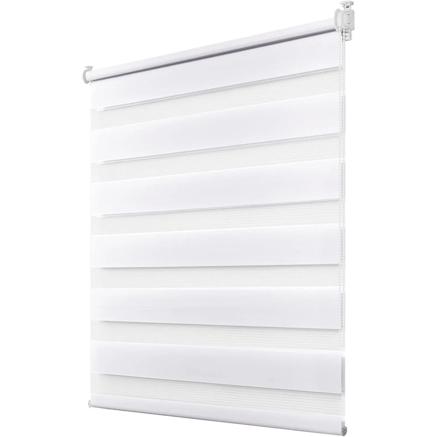 Deswell Doppelrollo Klemmfix ohne Bohren Weiß B45 x H130 cm (Stoffbreite 41cm) Rollos für Fenster ohne Bohren für Fenst…