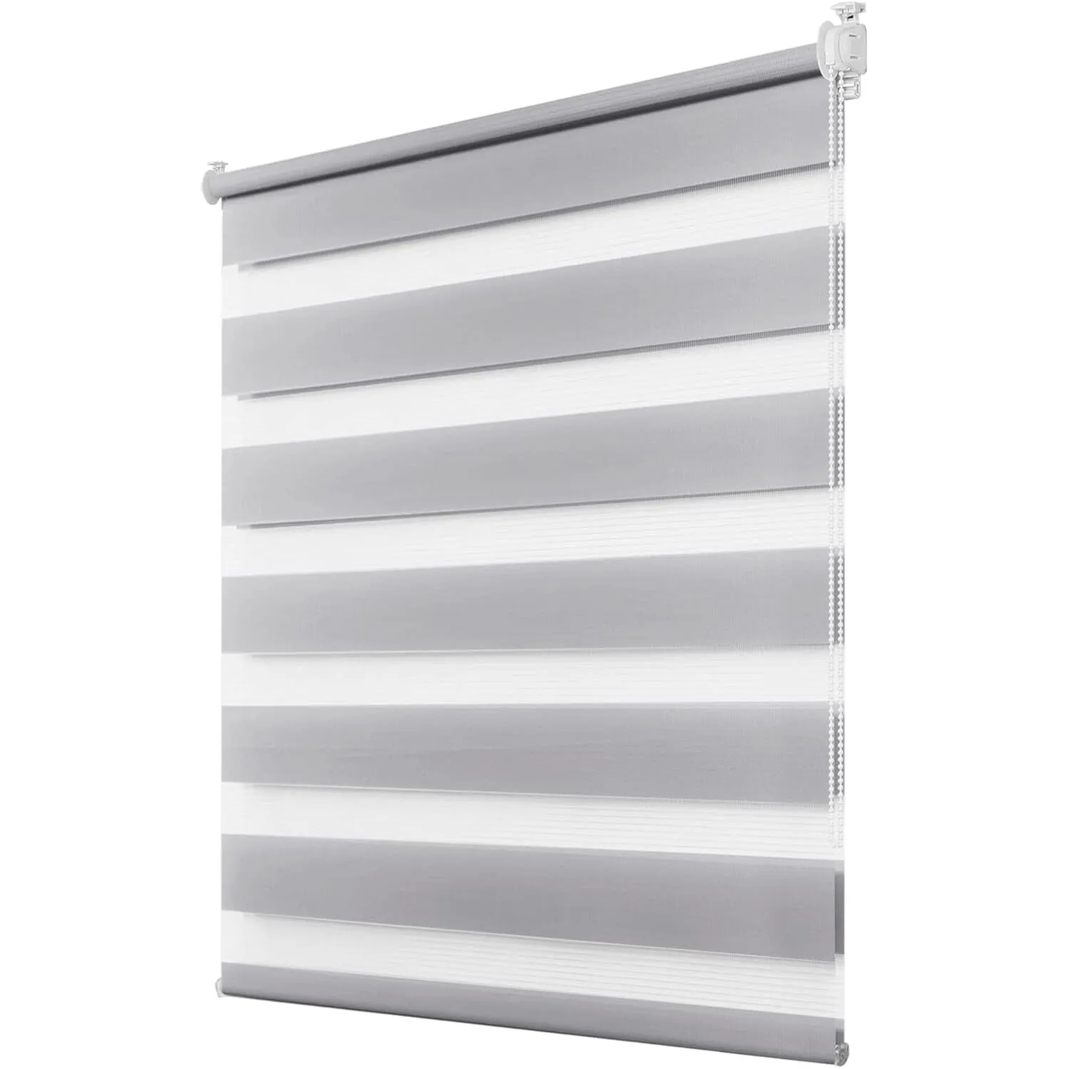 Deswell Doppelrollo Klemmfix ohne Bohren Grau B60 x H100 cm (Stoffbreite 56cm) Rollos für Fenster ohne Bohren für Fenst…