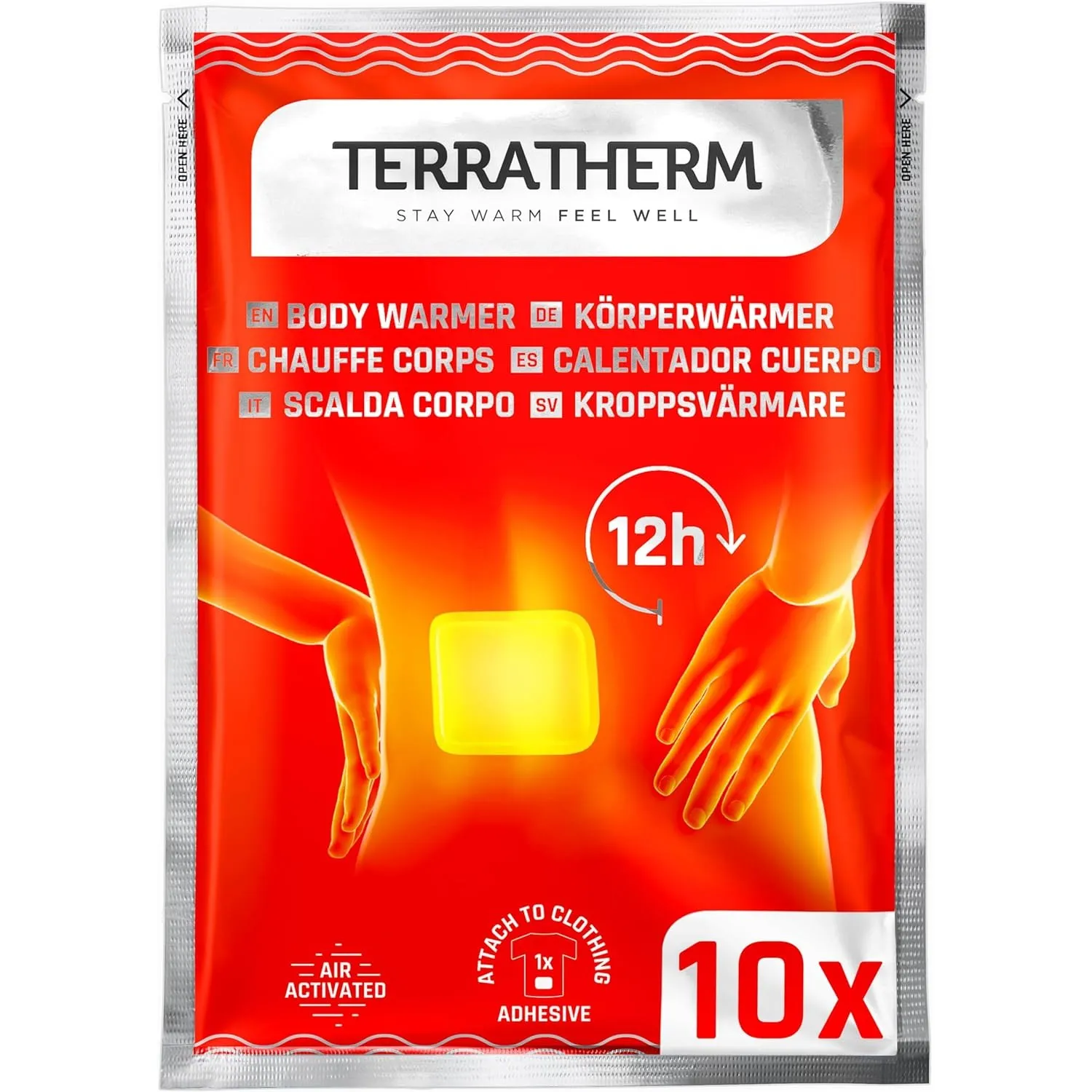 TerraTherm Wärmepflaster Rücken, Nacken und Schulter – 12h wohlige Tiefenwärme, Rückenwärmer – Körperwärmer selbstklebe…