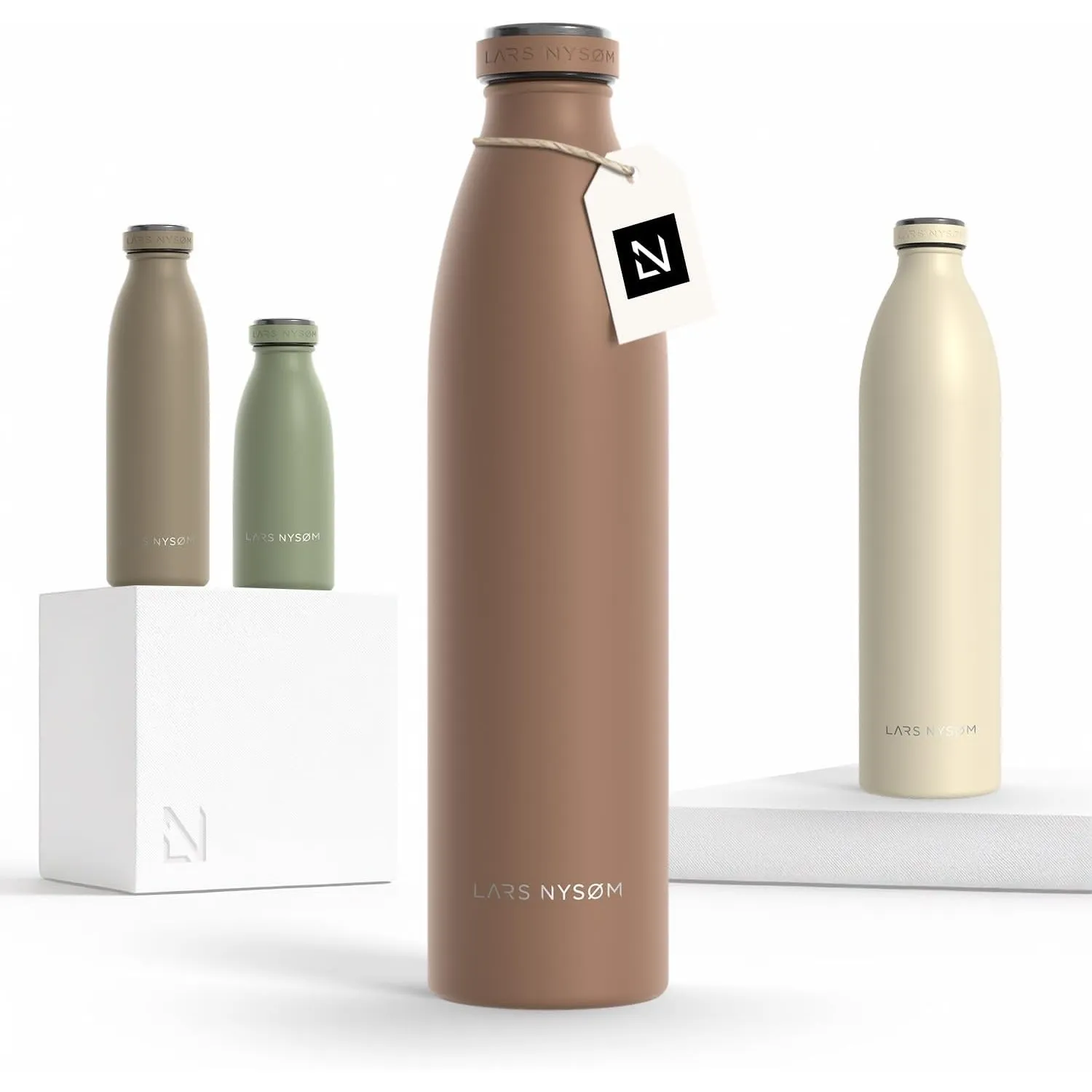 LARS NYSØM Trinkflasche 1l - Trinkflasche Edelstahl - Thermosflasche