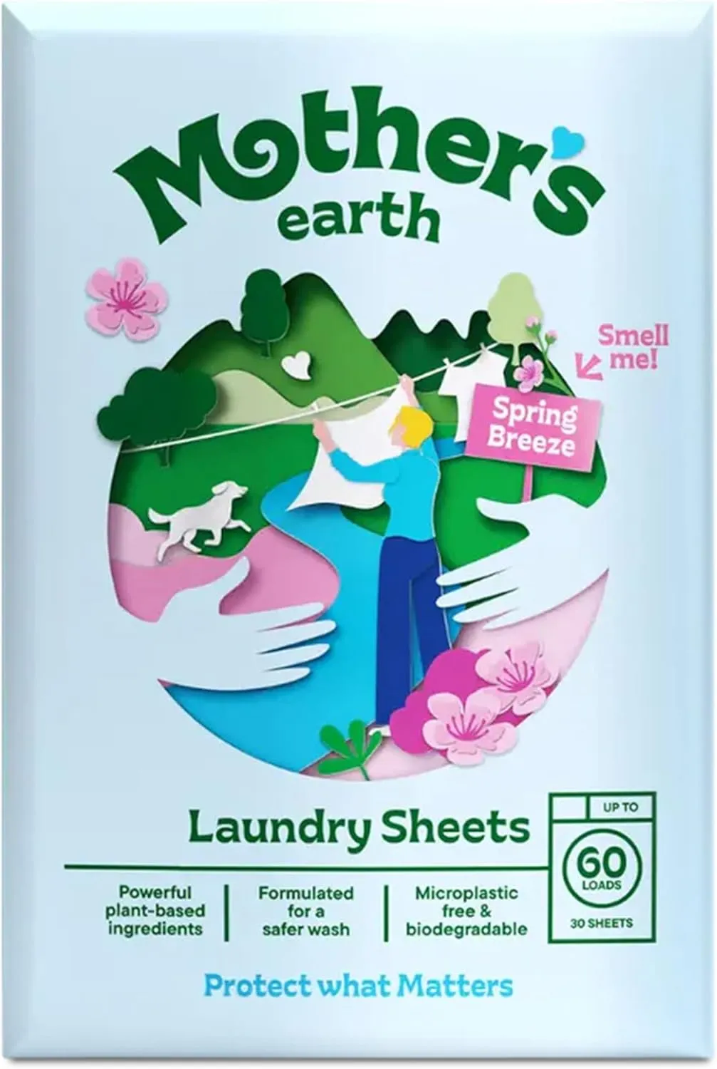 Mother’s Earth Eco-Friendly Laundry Detergent Sheets – Spring Breeze Scent – Sustainable Powerful Cleaning, Free from P…