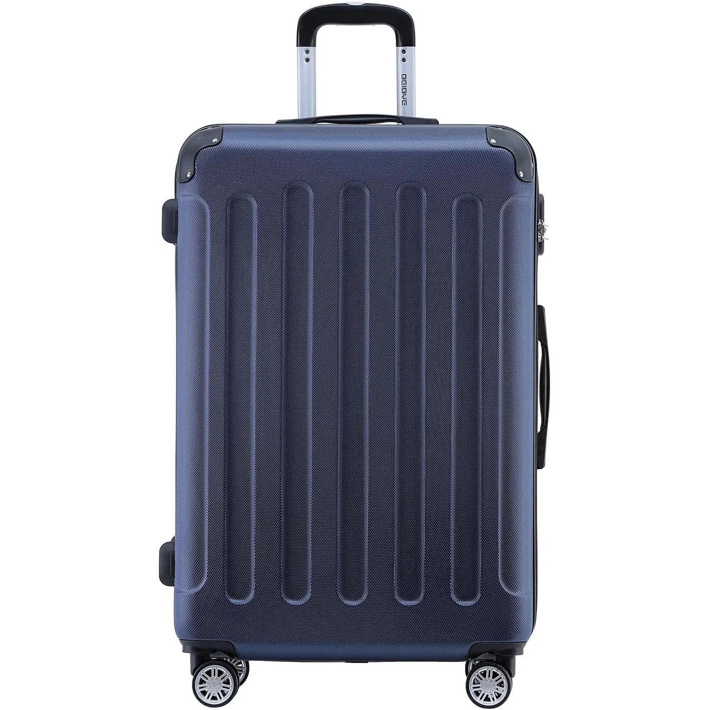 BEIBYE- Hartschalenkoffer Koffer Trolley Rollkoffer Reisekoffer Zahlenschloß 4 Zwilings-Rollen (Dark-Blue, Large-76cm)