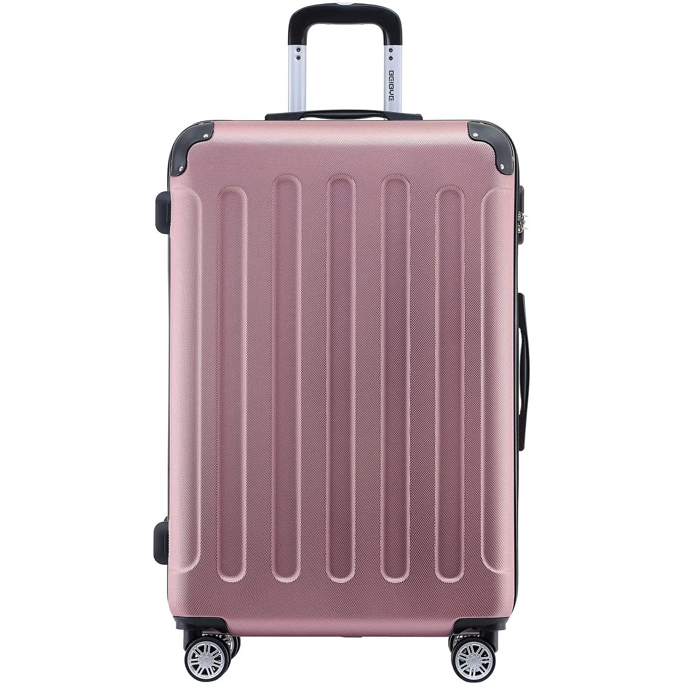 BEIBYE- Hartschalenkoffer Koffer Trolley Rollkoffer Reisekoffer Zahlenschloß 4 Zwilings-Rollen (Princess-pink, Large-76…