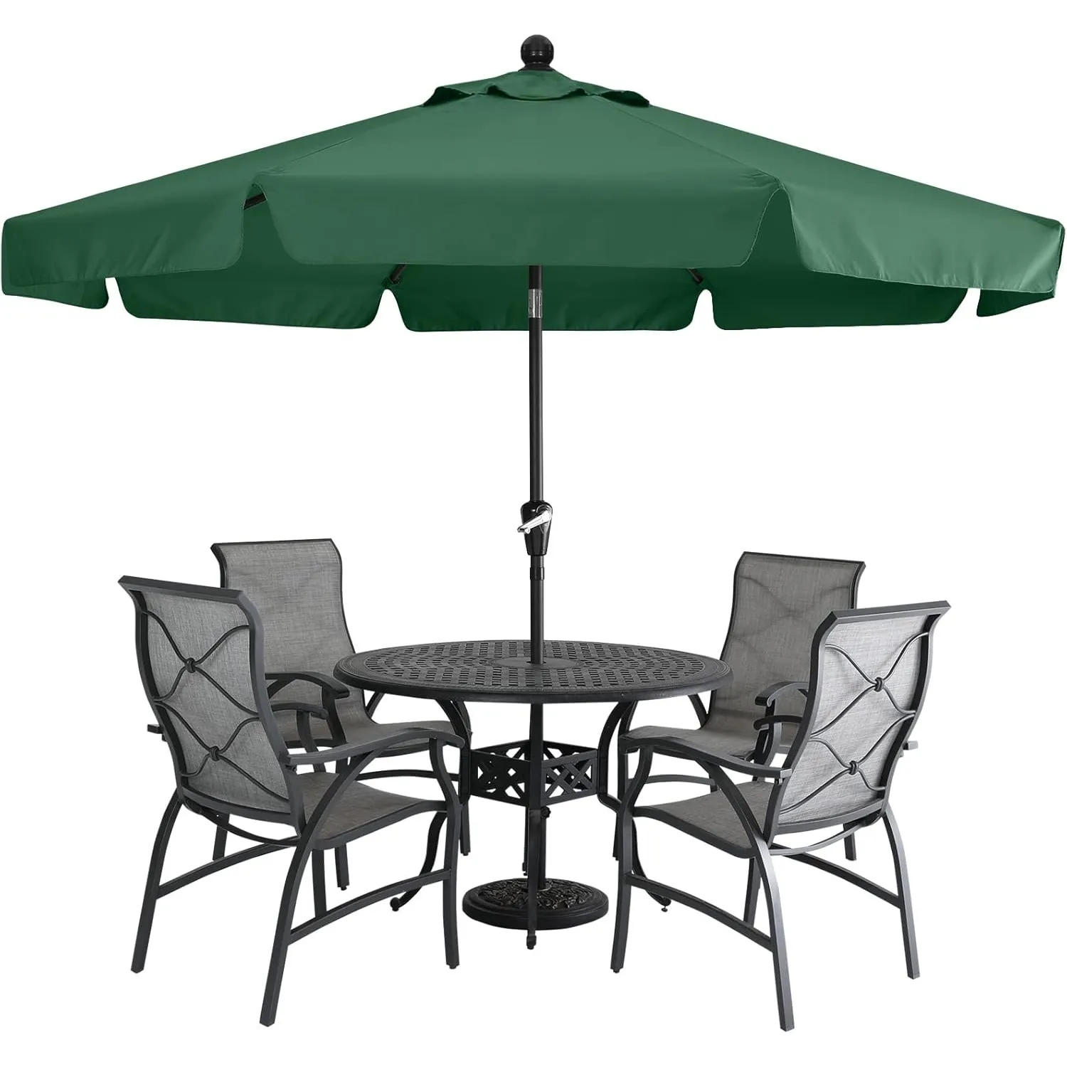 MasterCanopy 270 cm Sonnenschirm neigungsverstellbar, mit schönem Volant, 8 Rippen und Kurbel, für Patio, Garten, Terra…