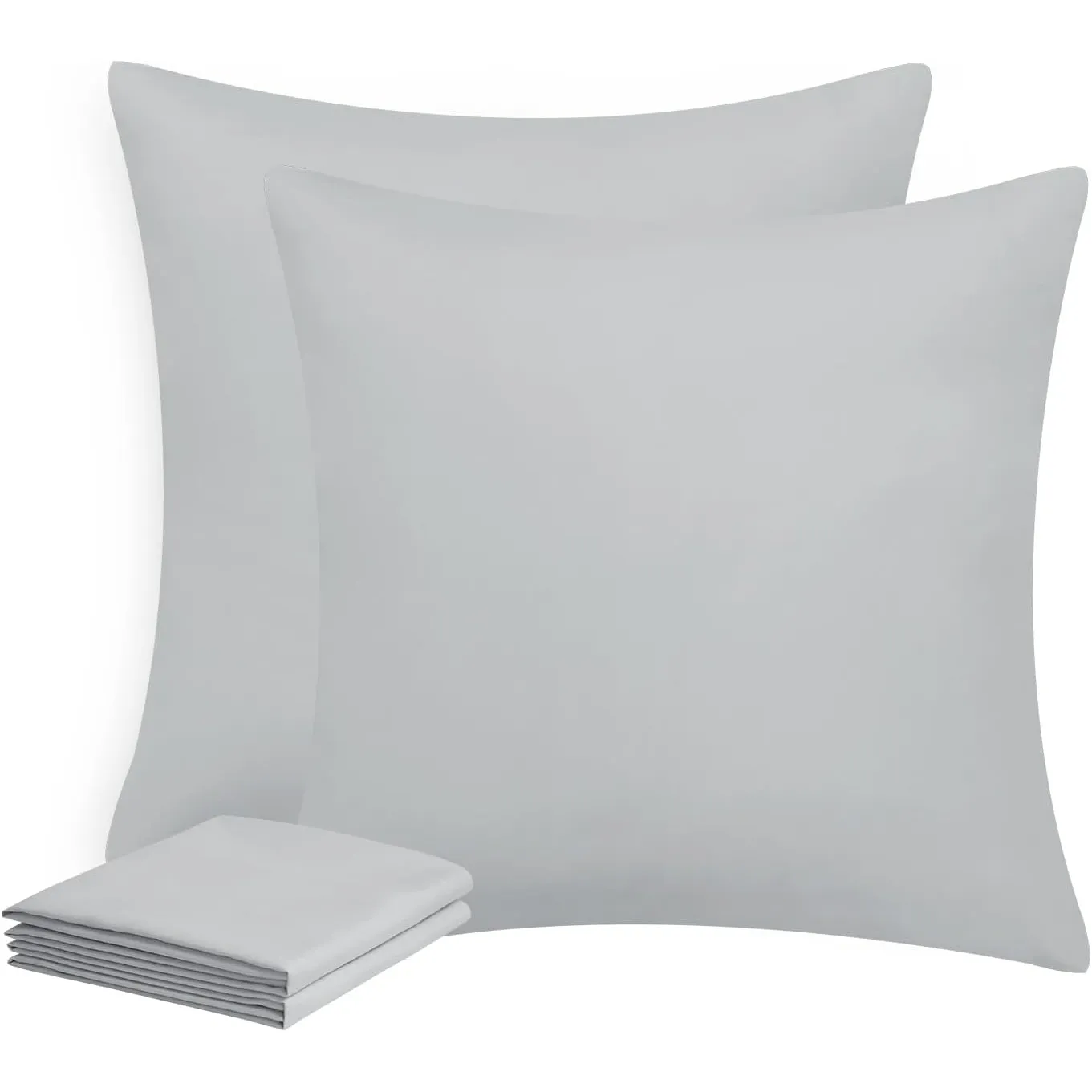 Aisbo Kissenbezug 80x80 2er Set - Kopfkissenbezug 80 x 80 Hellgrau mit Reißverschluss aus Mikrofaser, ÖKO-TEX Pillow Co…
