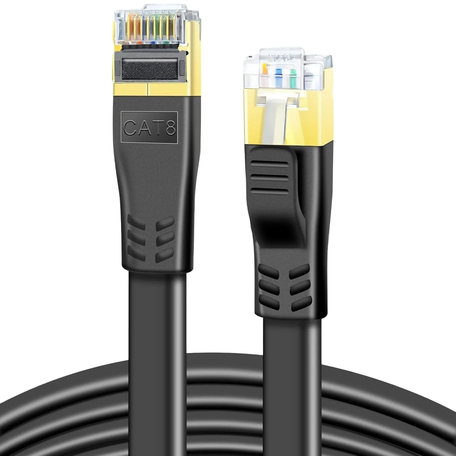 DDMALL CAT8 LAN Kabel 10m, 40Gbps Flaches Netzwerkkabel (10 Meter Schwarz)