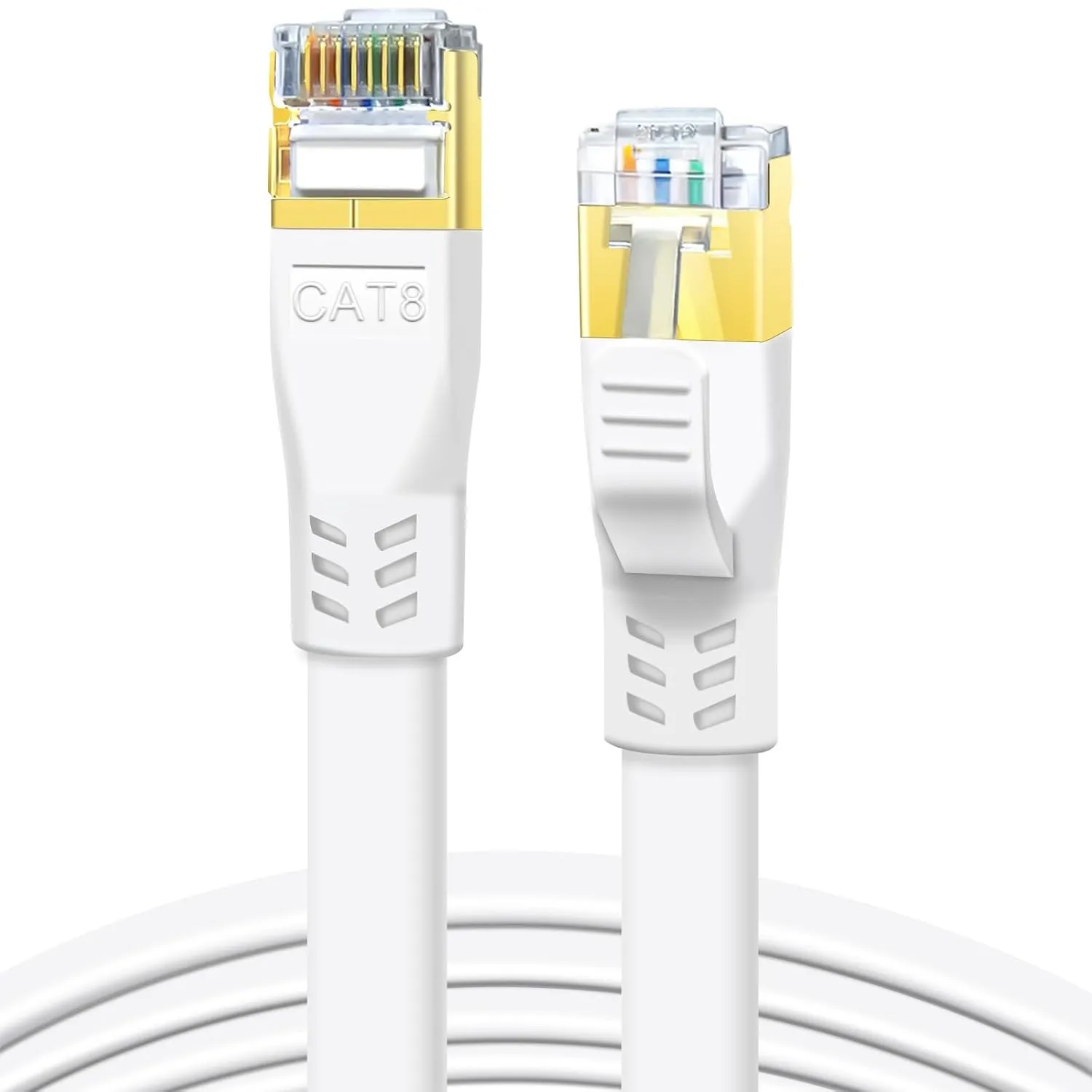 DDMALL CAT 8 LAN Kabel 20m, 40Gbps Flaches Netzwerkkabel (20 Meter, Weiß)