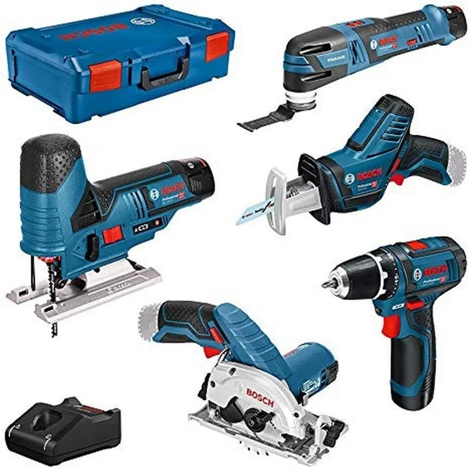 Bosch Professional 12V System Combo Kit: GSR 12V-15 + GST 12V-70 + GKS 12V-26 + GSA 12V-14 + GOP 12V-28 + GLI 12V-80 (i…