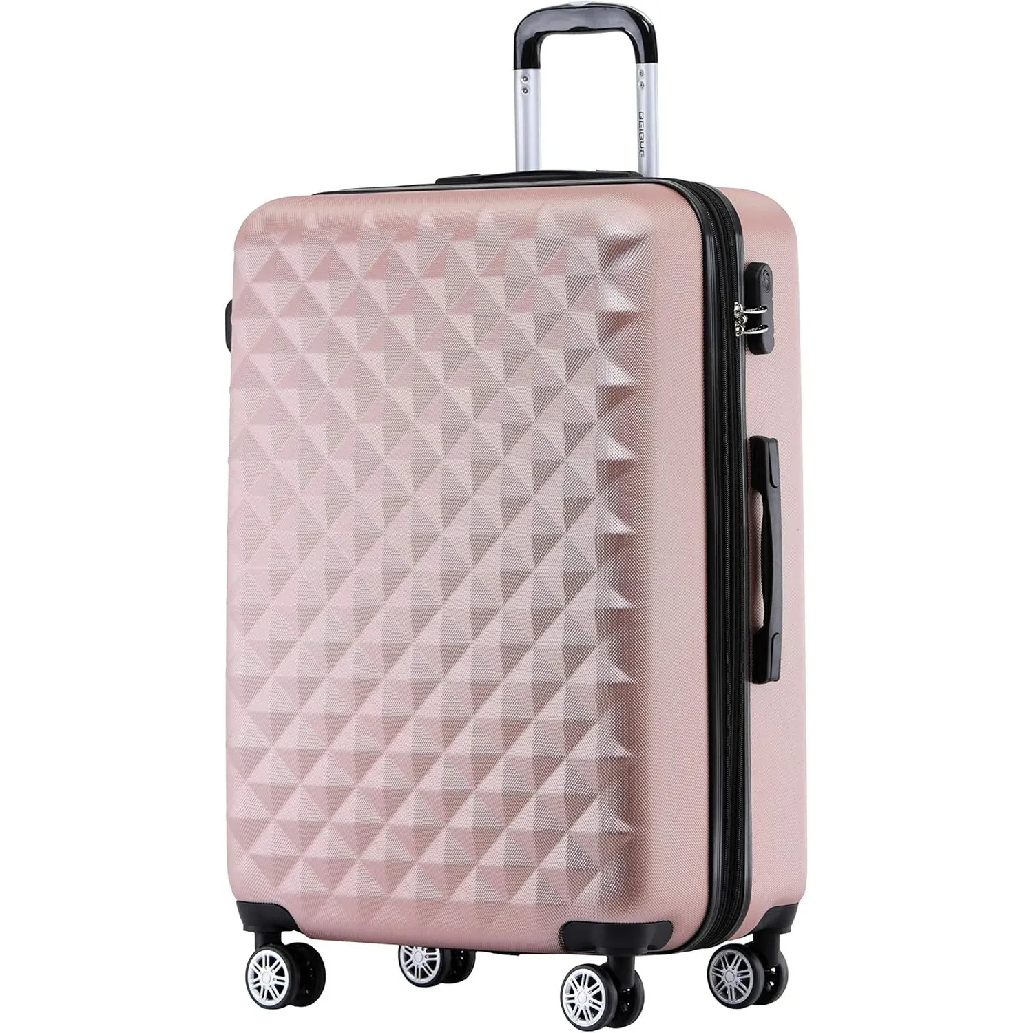 BEIBYE Zwillingsrollen 2066 Hartschale Trolley Koffer Reisekoffer Gepäck M-L-XL-Set (Rosa Gold, L)