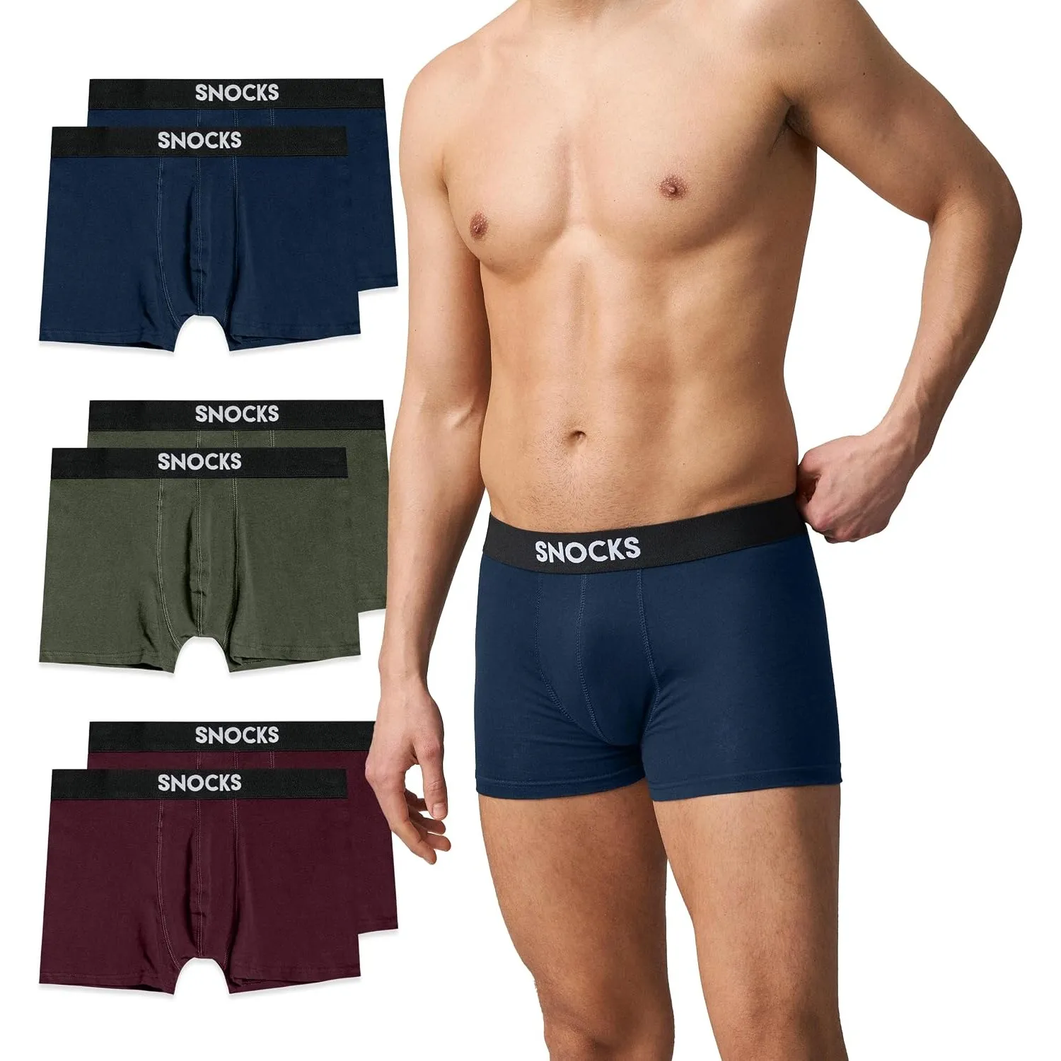 Snocks Boxershorts Herren aus Bio-Baumwolle, 6er Pack | elastischer Gummibund, atmungsaktiv, kein juckendes Etikett, Un…