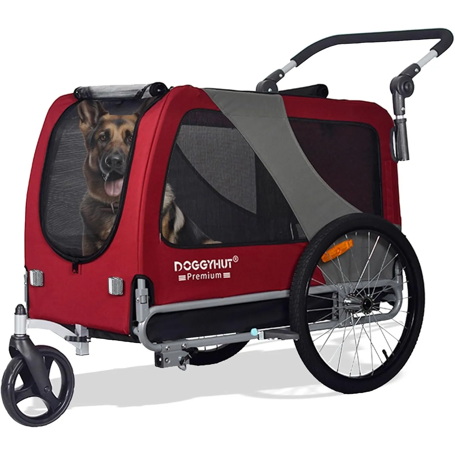 DOGGYHUT® Premium XL 2 in 1 Hundefahrradanhänger & Jogger 23-45 kg Fahrradanhänger für Hunde Hundeanhänger für Fahrrad …