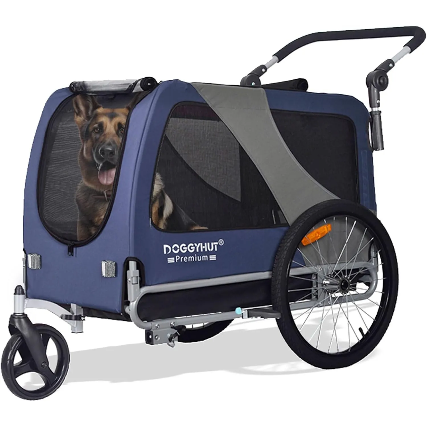 DOGGYHUT® Premium XL 2 in 1 Hundefahrradanhänger & Jogger 23-45 kg Fahrradanhänger für Hunde Hundeanhänger für Fahrrad …