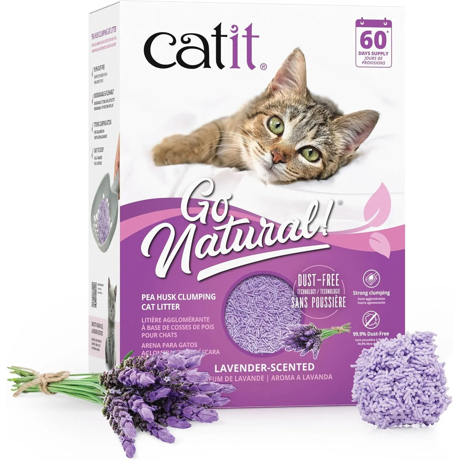 Catit Go Natural Katzenstreu Lavendel, klumpend, 99,9% staubfrei, 5,6 kg