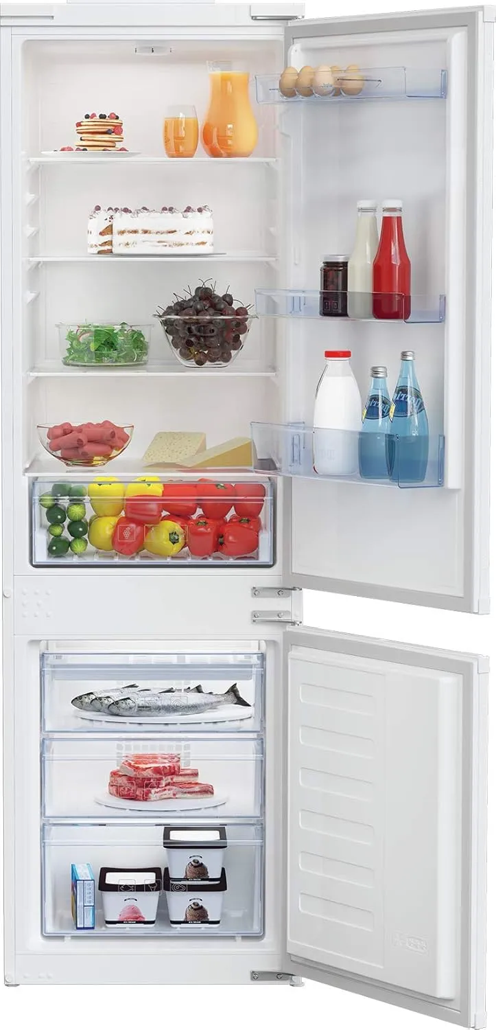 Beko BCSA285K4SN b100 integrierbare Kühl-/Gefrierkombination, 271 l Gesamtrauminhalt, Einbau-Kombination, MinFrost, Sch…