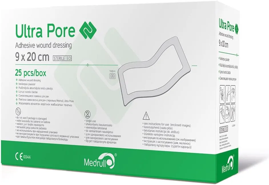 Steriler Wundverband 9x20 cm ULTRA PORE Sterile Wundpflaster - Starke Klebekraft - Schützt bei Schnittwunden & Kratzern - Einzeln verpackt 25er Pack