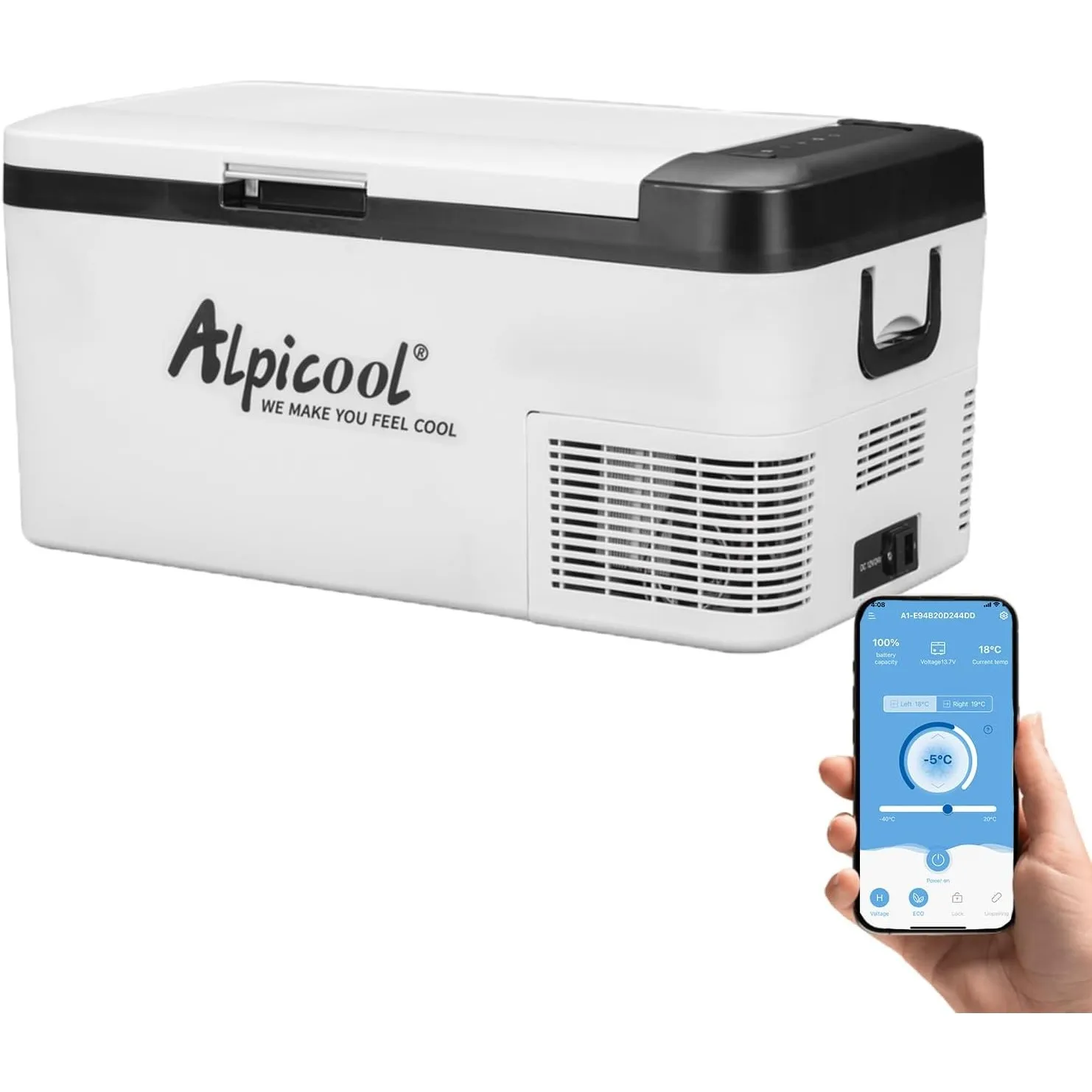 Alpicool Kompressor Kühlbox Auto 18L, 12/24V DC 100-240V AC Tragbare Kompressor-Kühler, geräuscharm, -20℃~20℃, Tragbare…