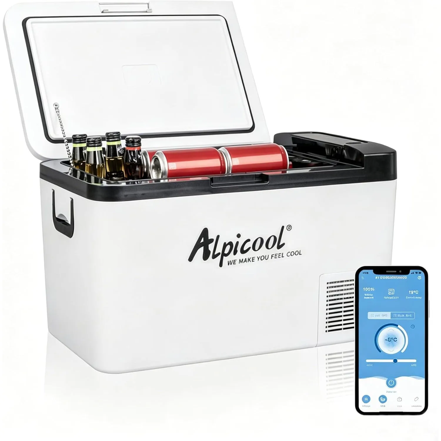 Alpicool K25 25L Kompressor Kühlbox Klein Elektrische Mini Kühlschrank Gefrierbox 12v mit USB Anschluss für Auto, Lkw, …