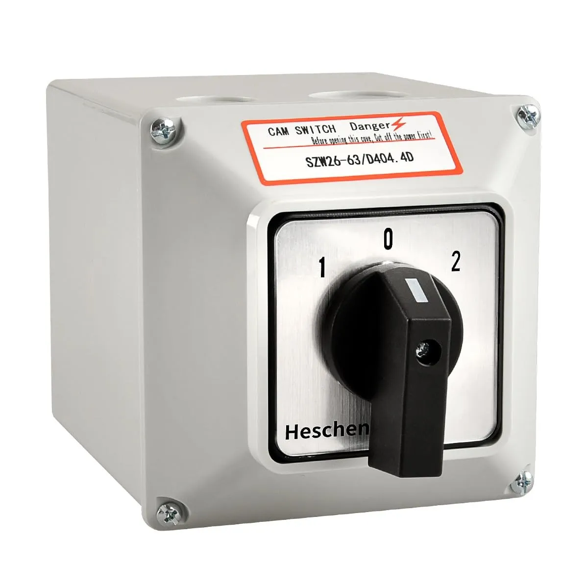 Heschen universaler Drehwechselschalter SZW26-63/D404.4D 660V 63A ON-OFF-ON, 3 Positionen, 4 Phasen, 4NO+4NC, 16 Klemme…