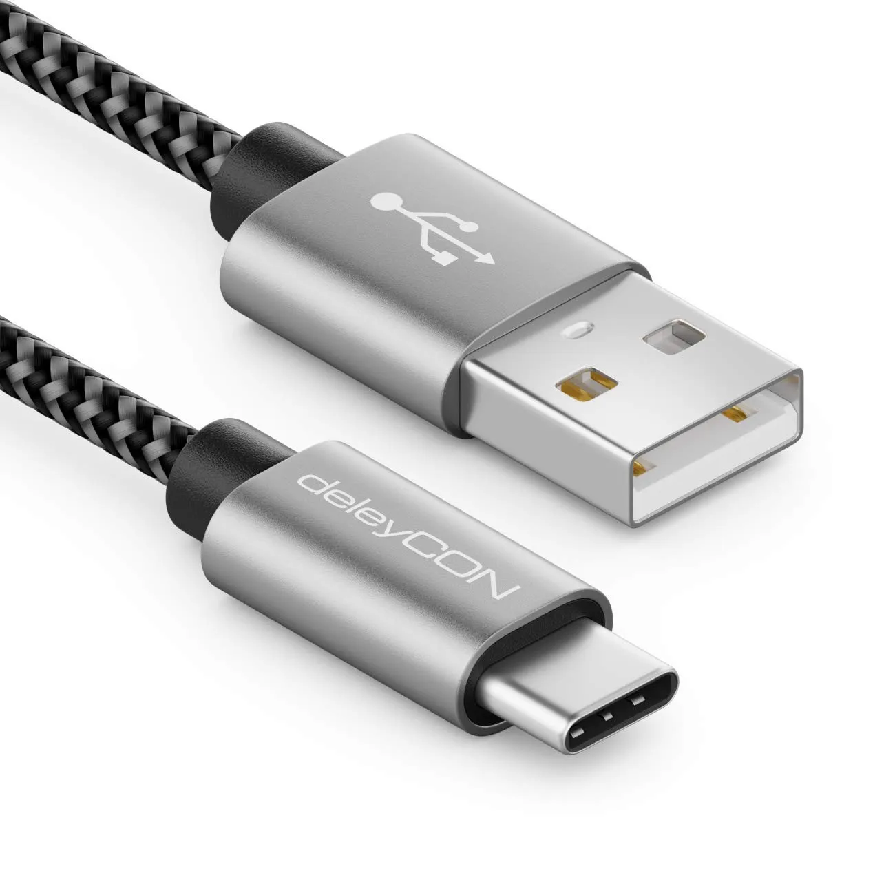 deleyCON 1m Nylon USB-C Kabel Ladekabel Datenkabel USB Typ C