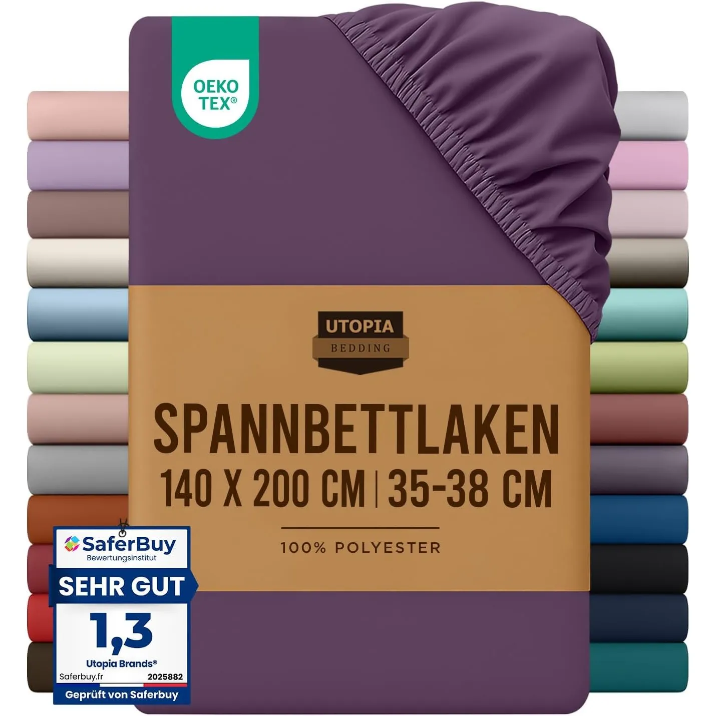 Utopia Bedding - Spannbettlaken 140x200cm - Lila