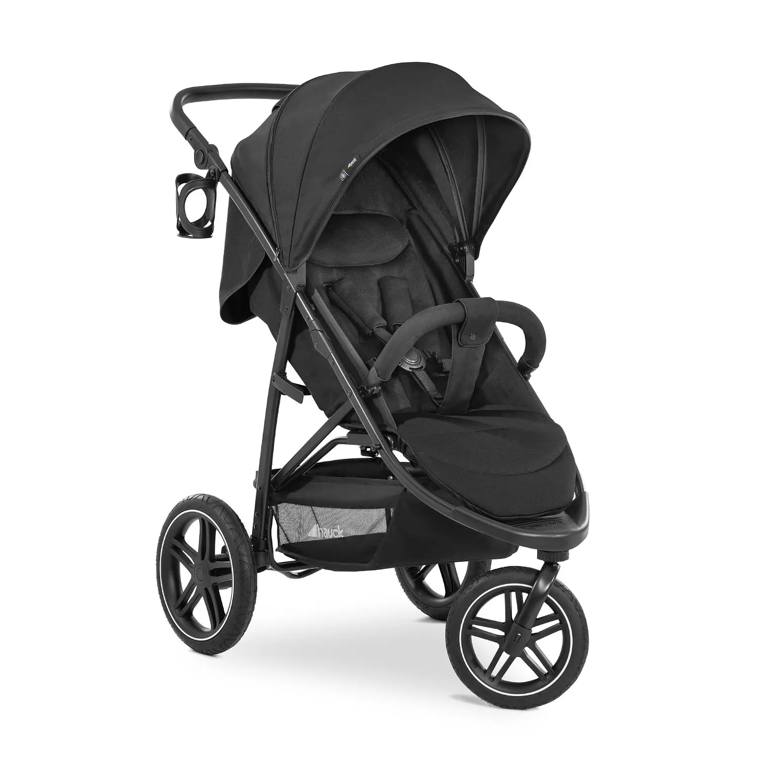 hauck Rapid 3R, Schwarz - Dreirad Kinderbuggy mit Gummireifen, Federung und Liegeposition ab Geburt bis 22 kg, UV Schut…