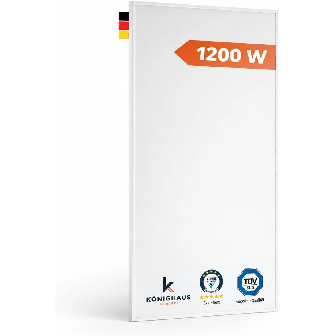 Könighaus Infrarotheizung - 1200 Watt + 5 Jahre Herstellergarantie ✓ Doppelter Überhitzungsschutz ✓ Für Wandmontage ✓