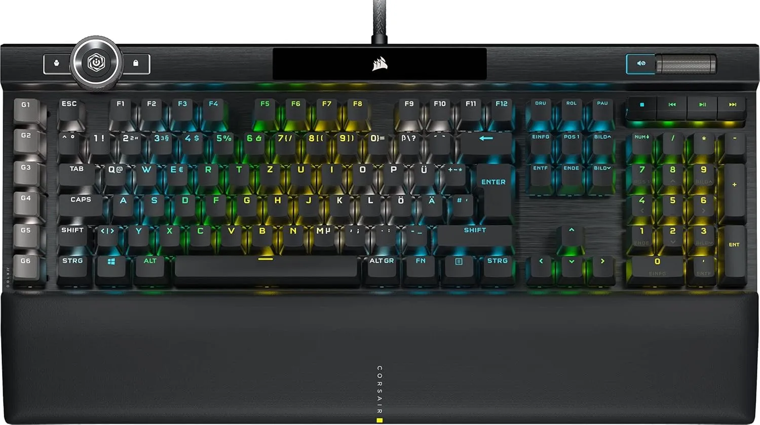 Corsair K100 RGB Optical Mechanical Gaming Keyboard, OPX Optical: Lightning-Fast and Linear, RGB Lighting, PBT Double S…