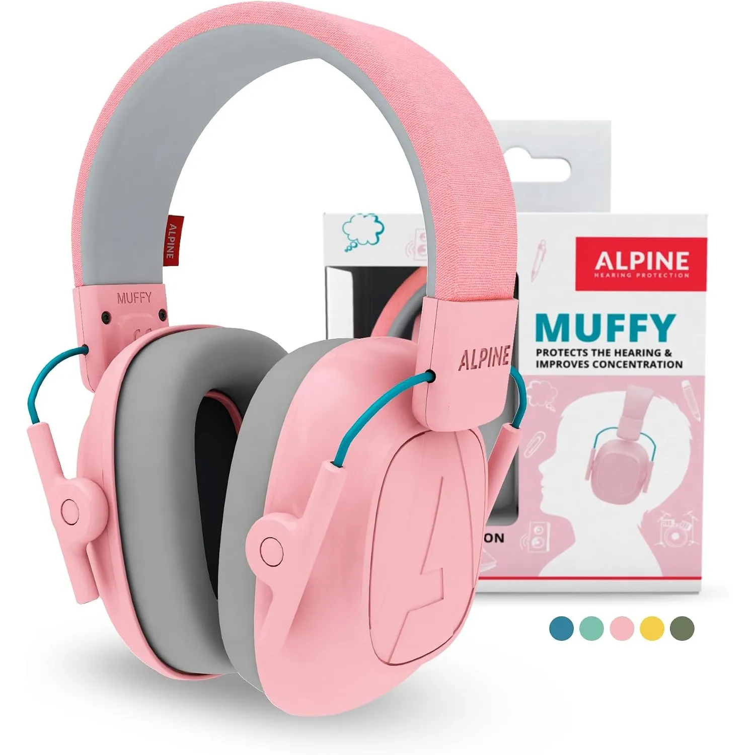 Alpine Muffy Gehörschutz für Kinder, Lärmschutz Kopfhörer, 26 dB – Rosa
