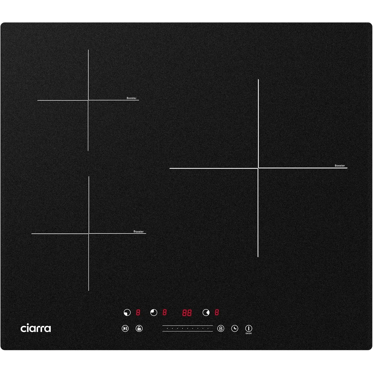 CIARRA CBBIH3B Induktionskochfeld 60 cm mit 3 Platten 6200 W PowerBoost