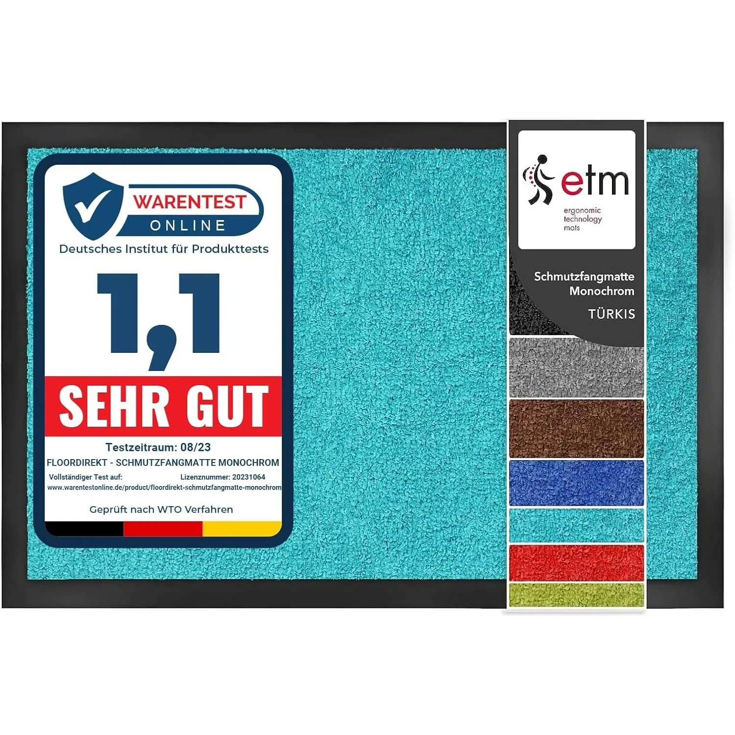 etm Schmutzfangmatte ColorLine | Türmatte in vielen Größen | Fußmatte für Innenbereich | Rutschfester Teppich für Flur,…
